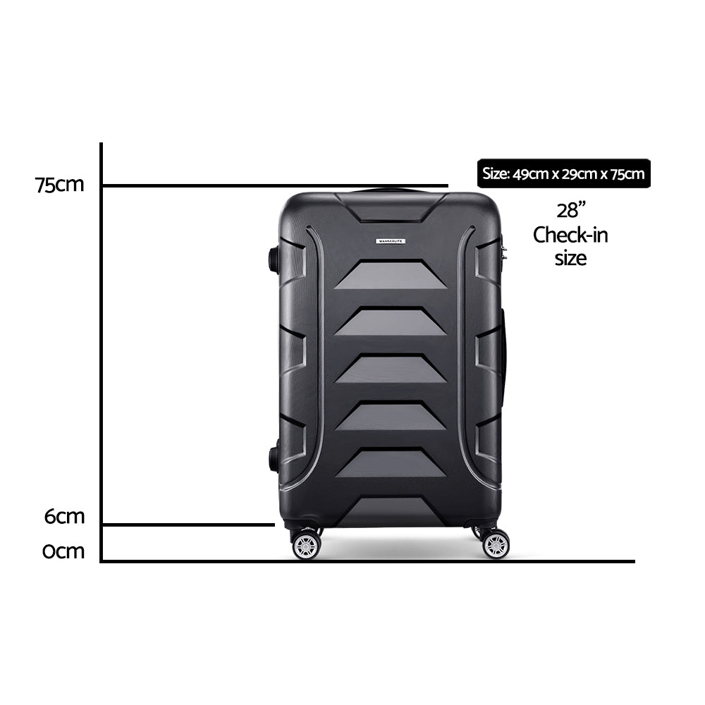 Wanderlite 28 Luggage Suitcase Travel Hardcase Trolley Hard Case Black"