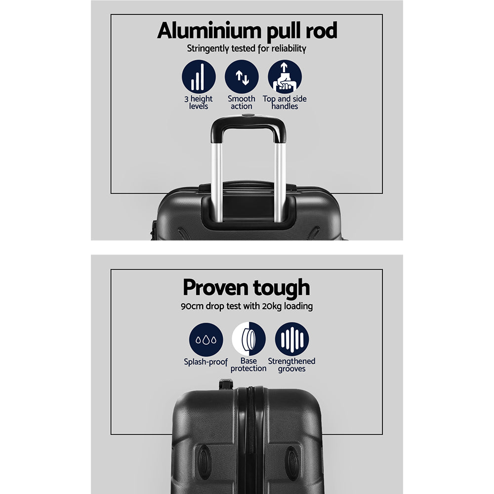Wanderlite 3pc 20 24" 28"Luggage Suitcase Travel Hardcase Trolley TSA Lock Black"
