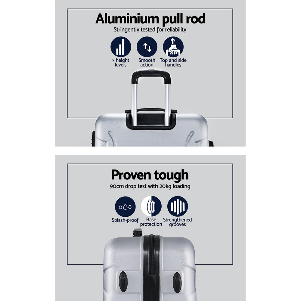Wanderlite 3pc 20 24" 28"Luggage Suitcase Travel Hardcase Trolley TSA Lock Silver"