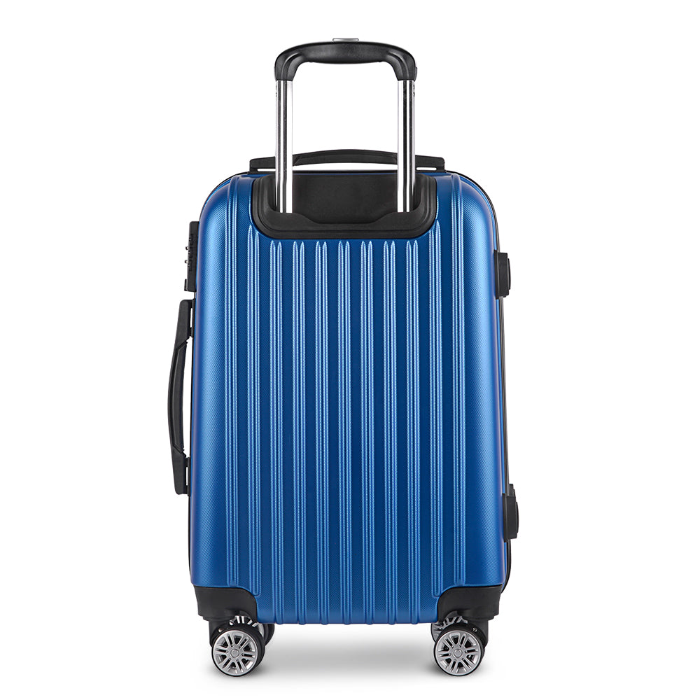 Wanderlite 28 Luggage Trolley Travel Suitcase Set TSA Lock Hard Case Shell Blue"