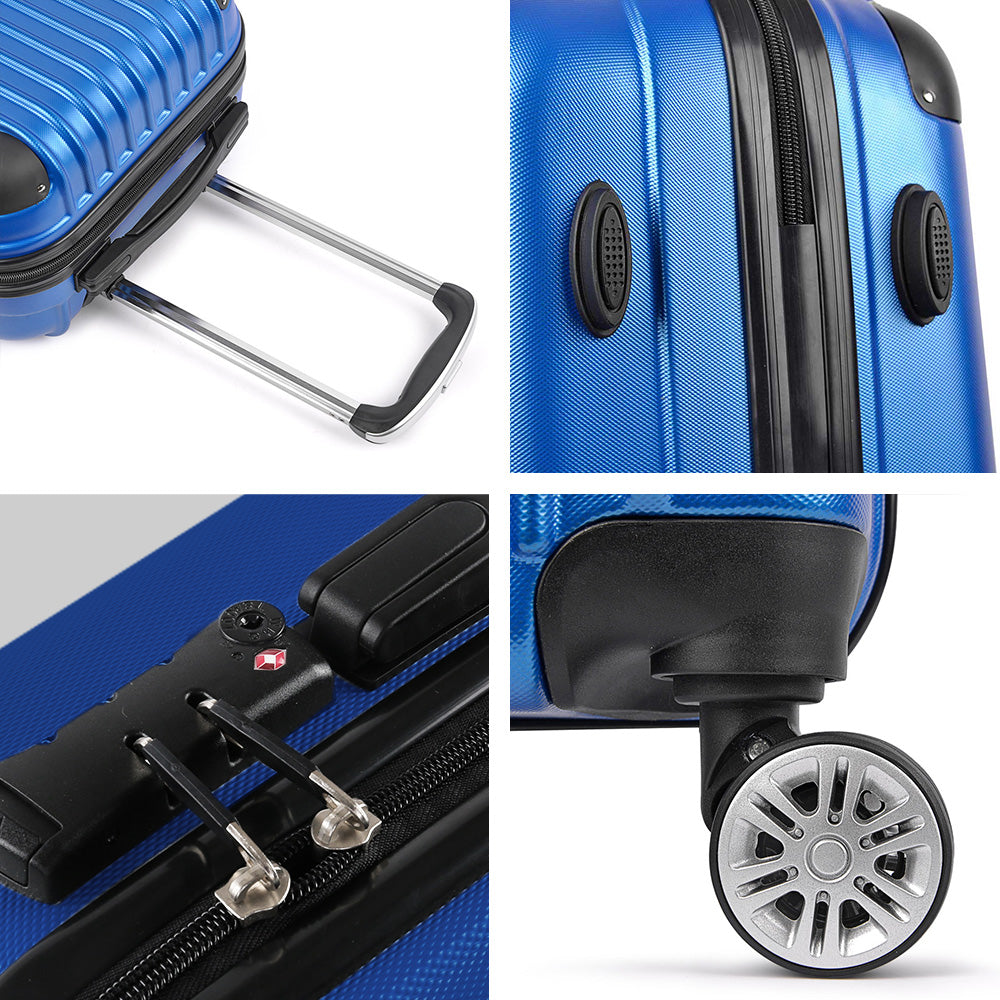 Wanderlite 28 Luggage Trolley Travel Suitcase Set TSA Lock Hard Case Shell Blue"