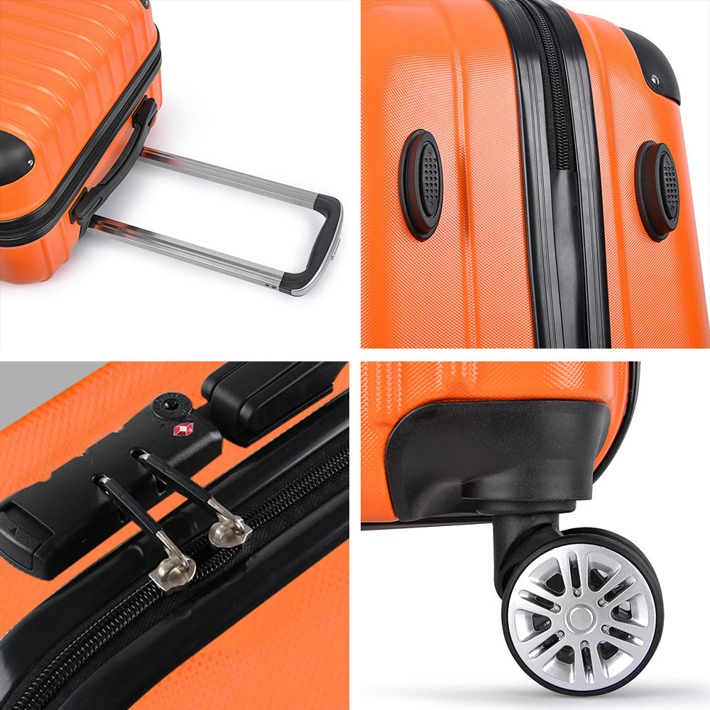 Wanderlite Luggage Set 3pc 20 24" 28" Suitcase Hardcase Carry On Trolley Travel Orange"