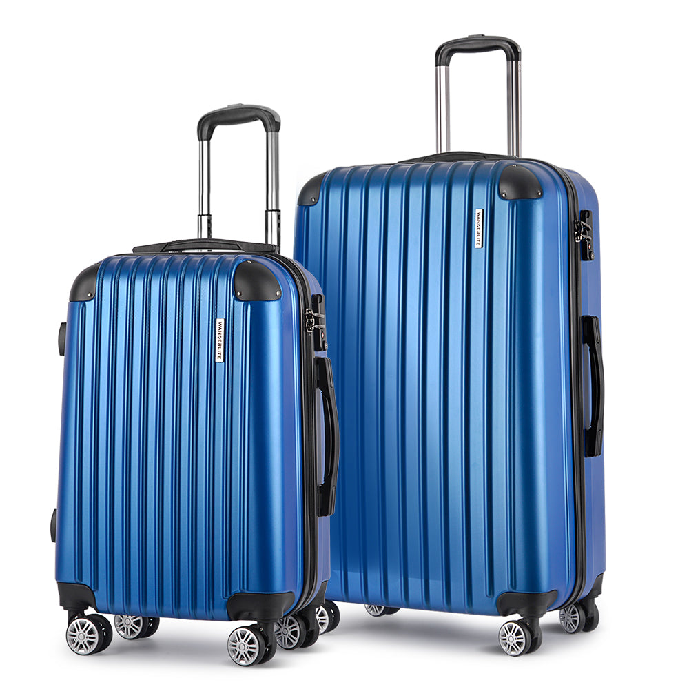 Wanderlite Luggage Set 2pc 24 28" Suitcase Hardcase Trolley Travel Blue"