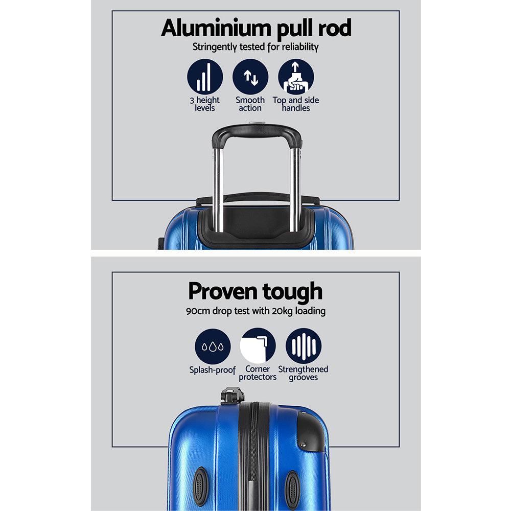 Wanderlite Luggage Set 2pc 24 28" Suitcase Hardcase Trolley Travel Blue"