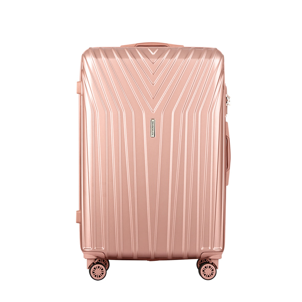 Wanderlite Luggage Set 3pc Suitcase Hardcase Trolley Travel Pink