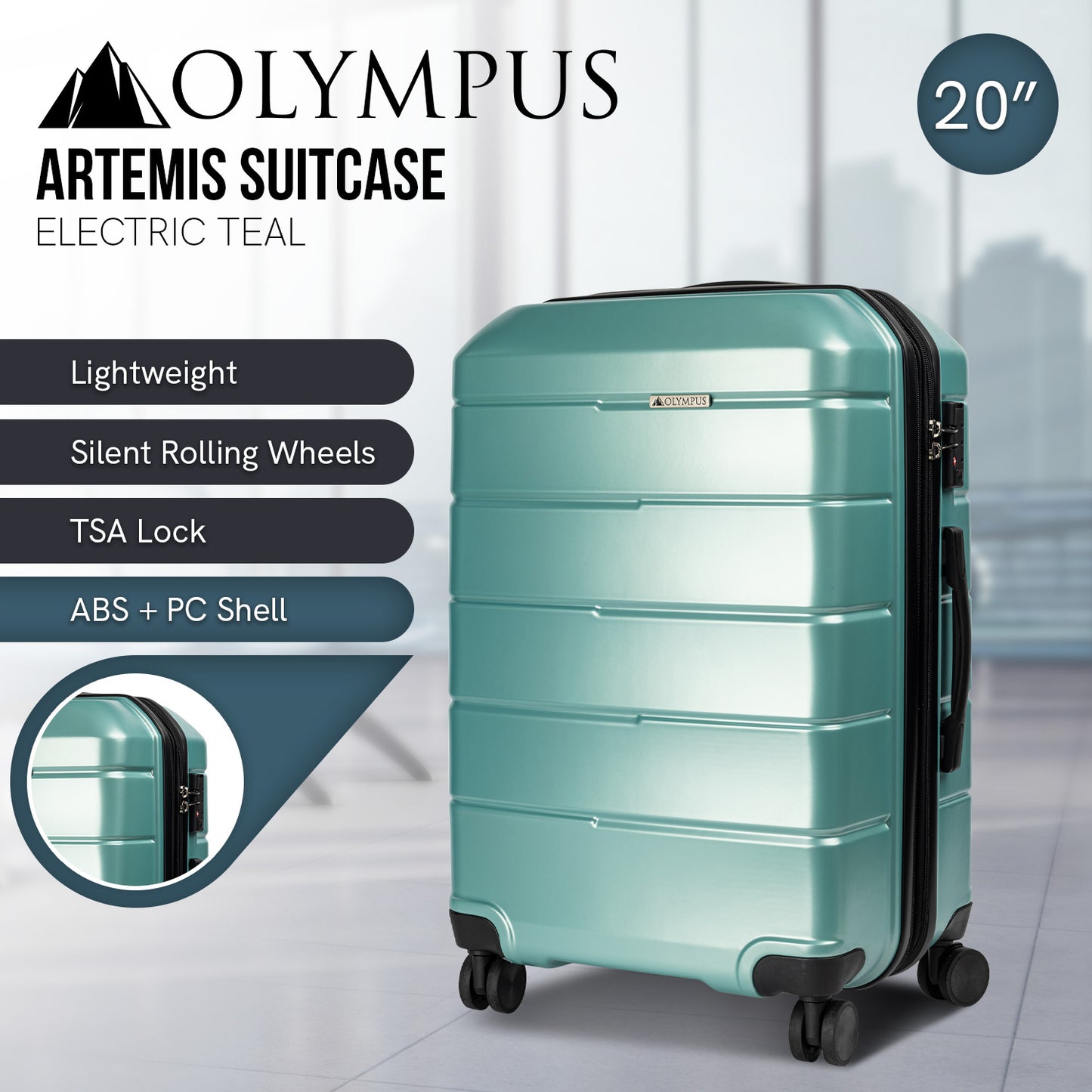 Olympus Artemis 20in Hard Shell ABS+PC - Electric Teal