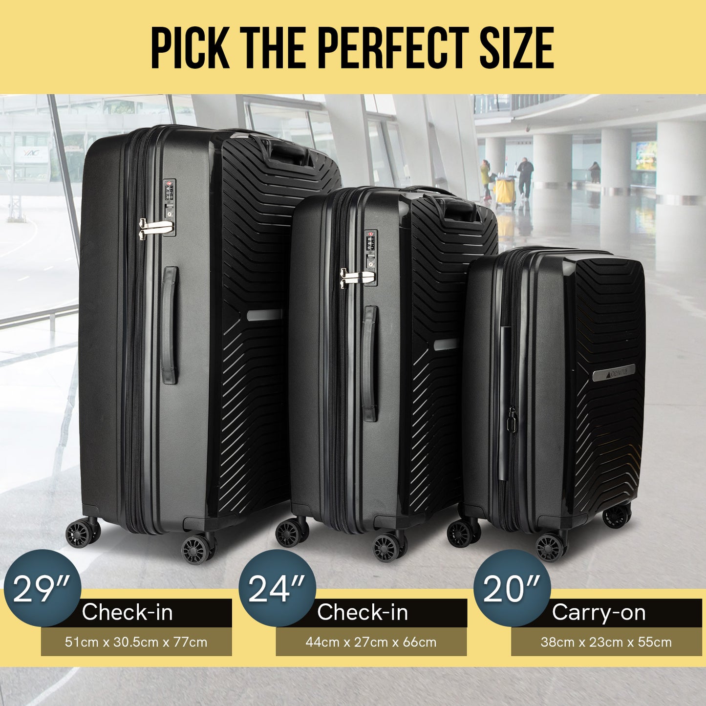Olympus Astra 20in Hard Shell Suitcase - Obsidian Black