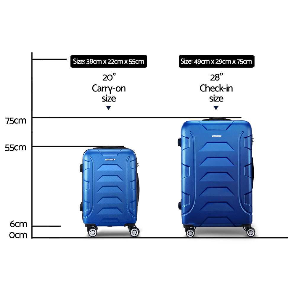 Wanderlite 2pc 24 28" Luggage Suitcase Travel Hardcase Trolley TSA Lock"